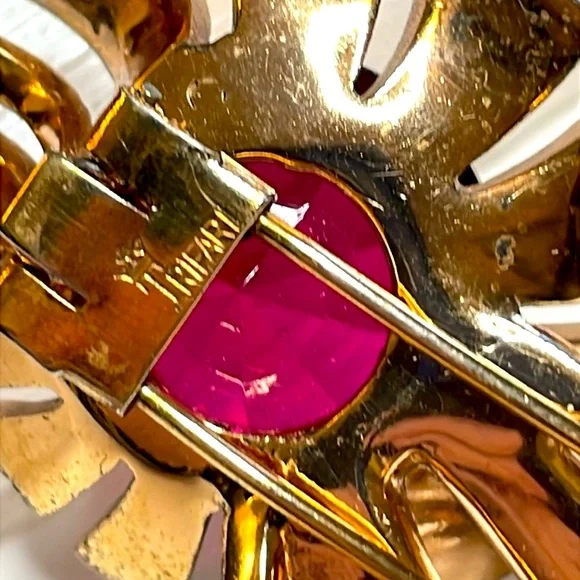 Crown Trifari Alfred Philippe Fur Clip 1940's Gold Vermeil Sterling Silver - Picture 4 of 7